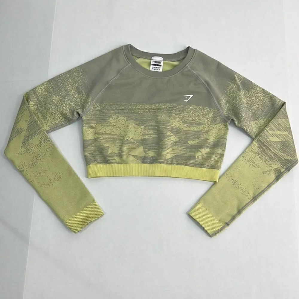 Gymshark gray and green ombré cropped sweatshirt Size medium NWT